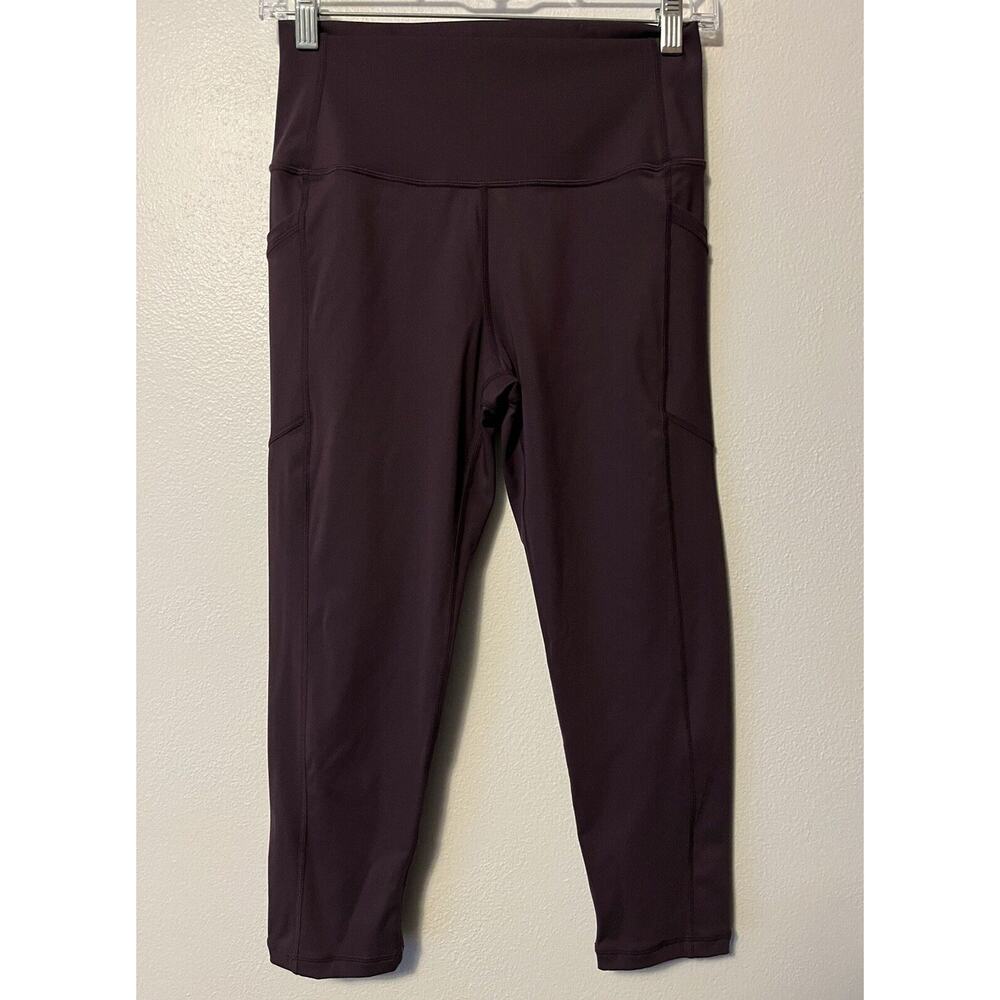 Zyia Active Womens Size 8-10 Purple High Waisted Pockets Capri Leggings Athletic